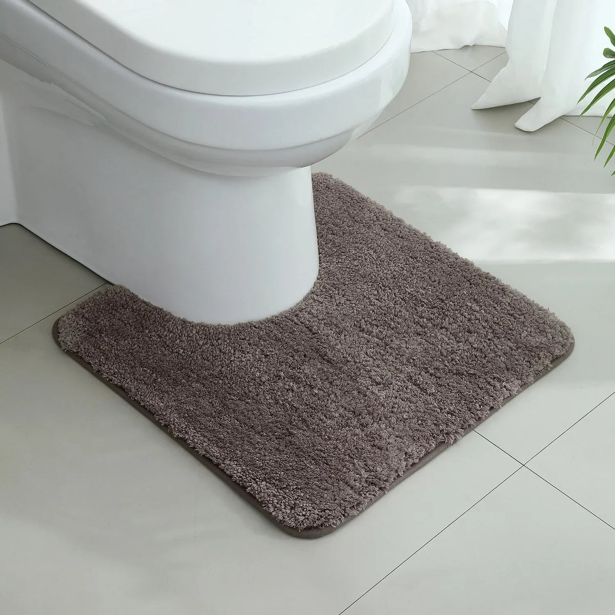 tapis bain moderne gris rose peluche épaisse antidérapant respectueux environnement 50x50cm