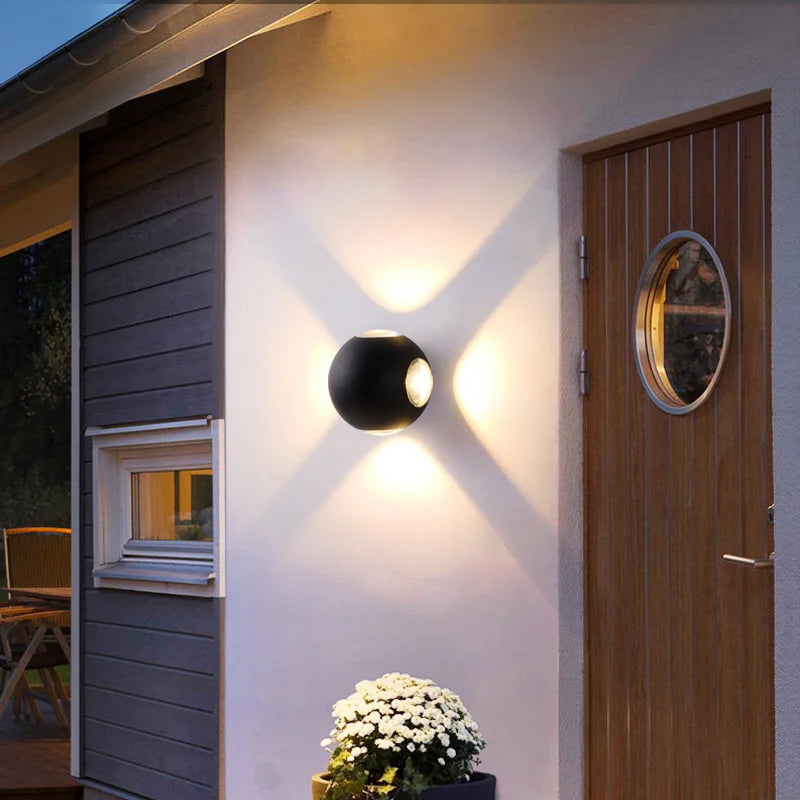 applique murale led moderne sphérique noir blanc 12w 6w 4lumièresextérieurhydrofugue