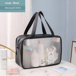 sac toilette transparent rose bleu clair dessins animés moderne enfantin poignée souple flacon lotion