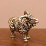 statuette chèvre bélier doré argenté brun clair texture laine décorative animaux intérieur