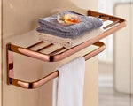 ensemble porte serviettes moderne rose doré salle bain fixations murales lisses opaques