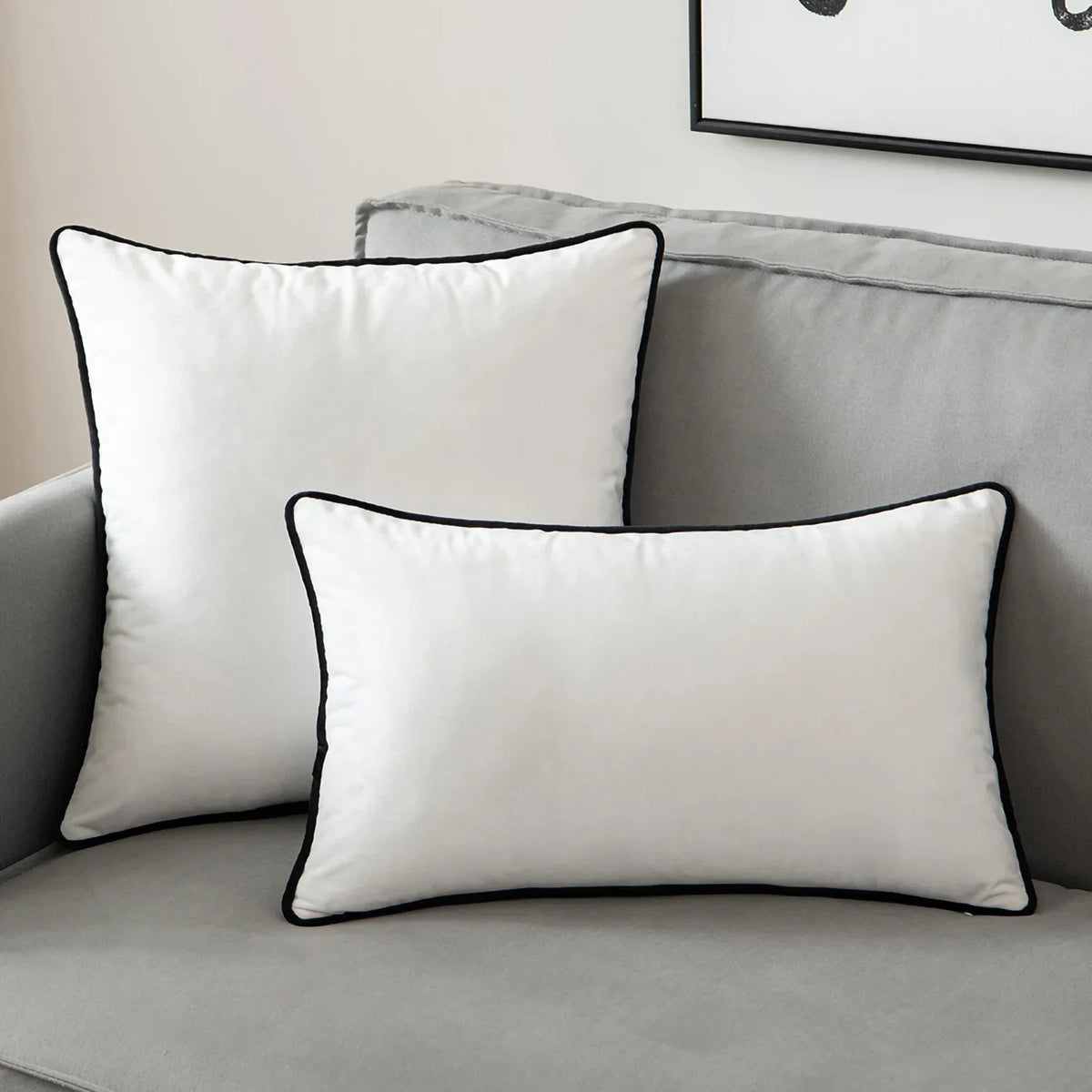 taies d'oreiller velours noir blanc simples moderne 60x60cm 45x45cm pack coussins