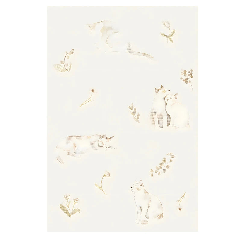 papier peint autocollant motif chats fleurs aquarelle amovible imperméable classique chambre coucher
