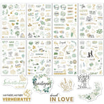 stickers mariage amour floral romantique vintage élégant or rose vert adhésifscriçãoption