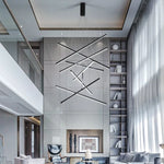 suspension lumineuse moderne têtes noir lignes géométriques scandinave flux lumineux élevé télécommande
