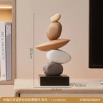 sculpture décorative pierres empilées moderne ornement intérieur feng shui beige marron gris minimaliste contemporain