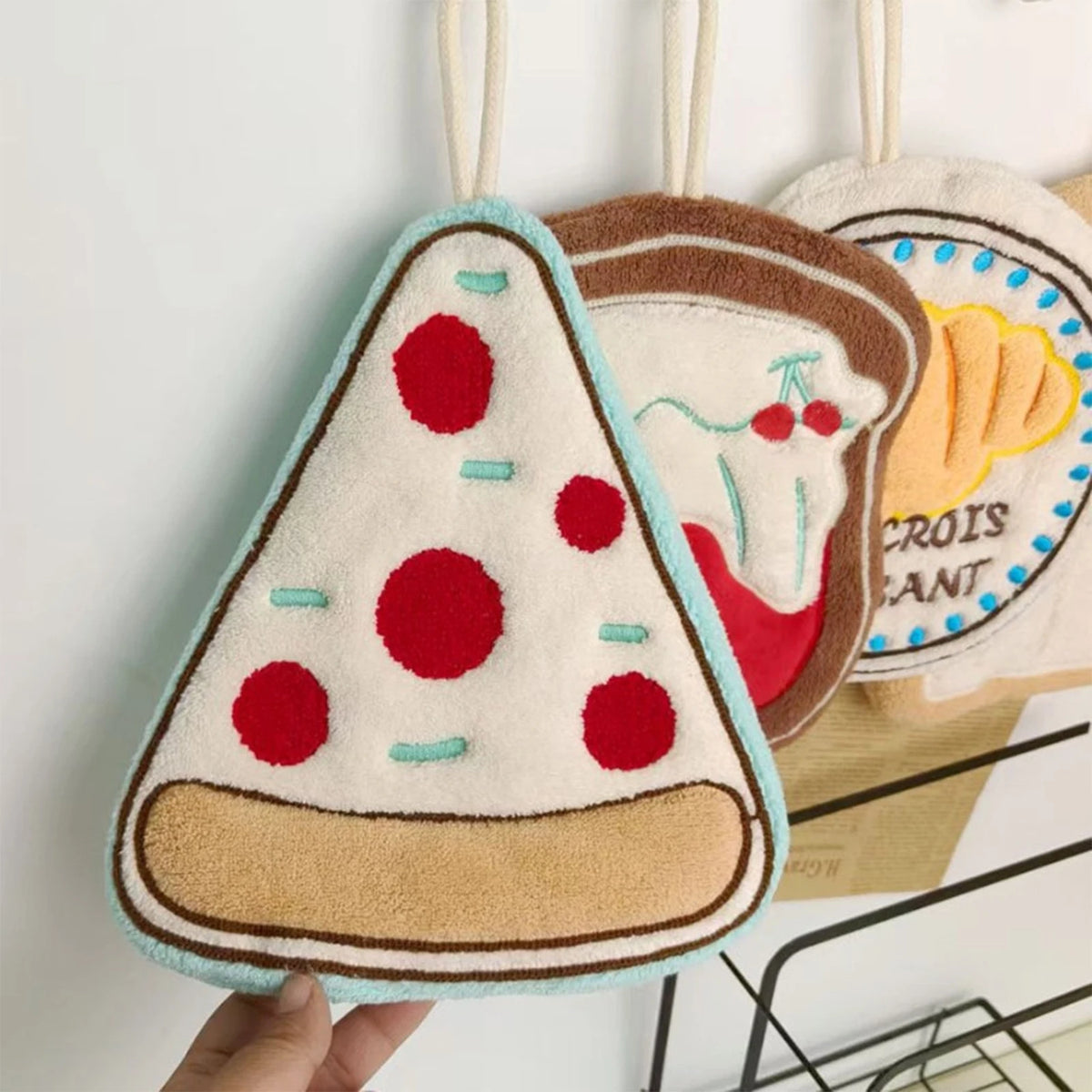 serviettes bain forme pain motifs pizza glace croissant absorbantes lavables enfants