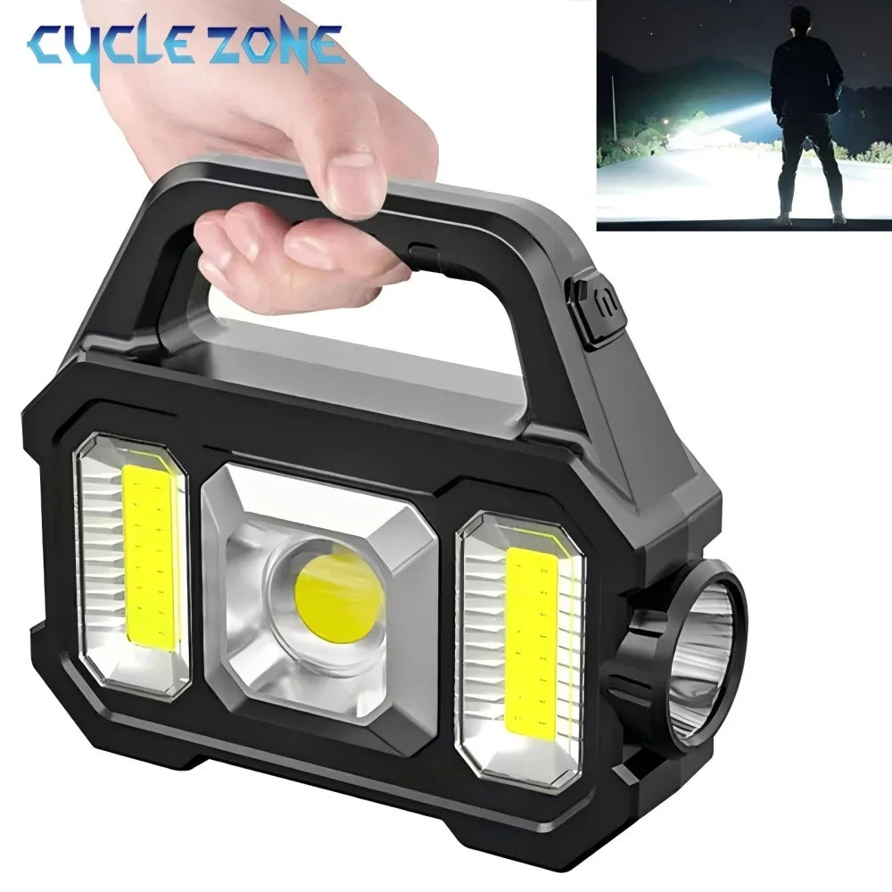 lampe poche rechargeable solaire modes éclairage poignée multifonctionnelle moderne noire led abs