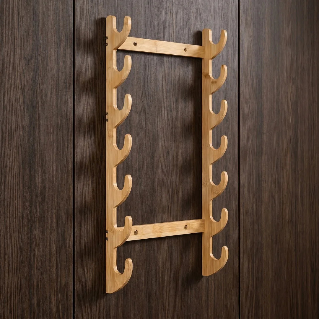 support mur épées sabres katanas japonais traditionnels deco épingle bois clips marronclair