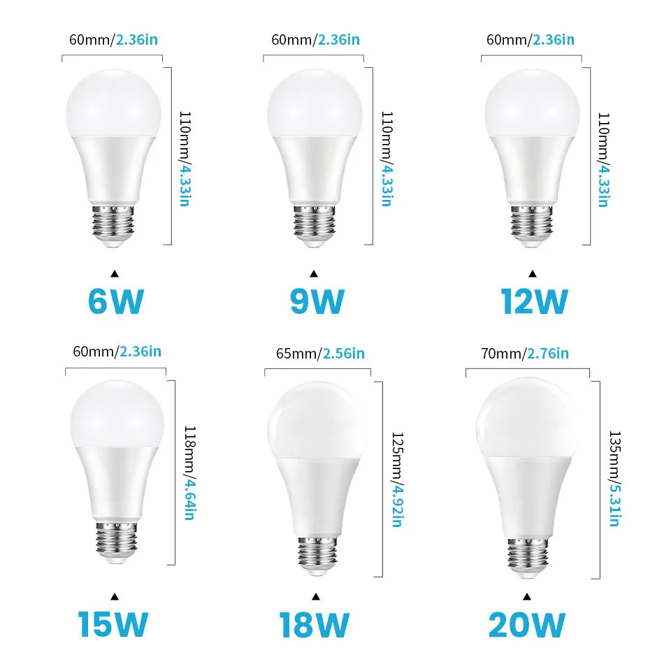 ampoules led 6w 9w 12w 15w 18w blanc mat modernes e26 e27