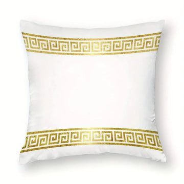 coussin carré blanc motif géométrique doré classique 100% polyester élégant salon chambre terrasse decoration