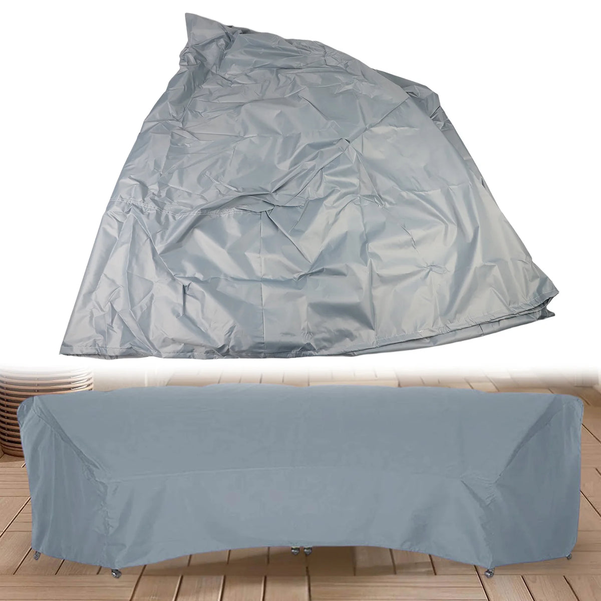 housse protection meuble extérieur gris clair moderne anti uv cordon serrage fermeture glissière grande