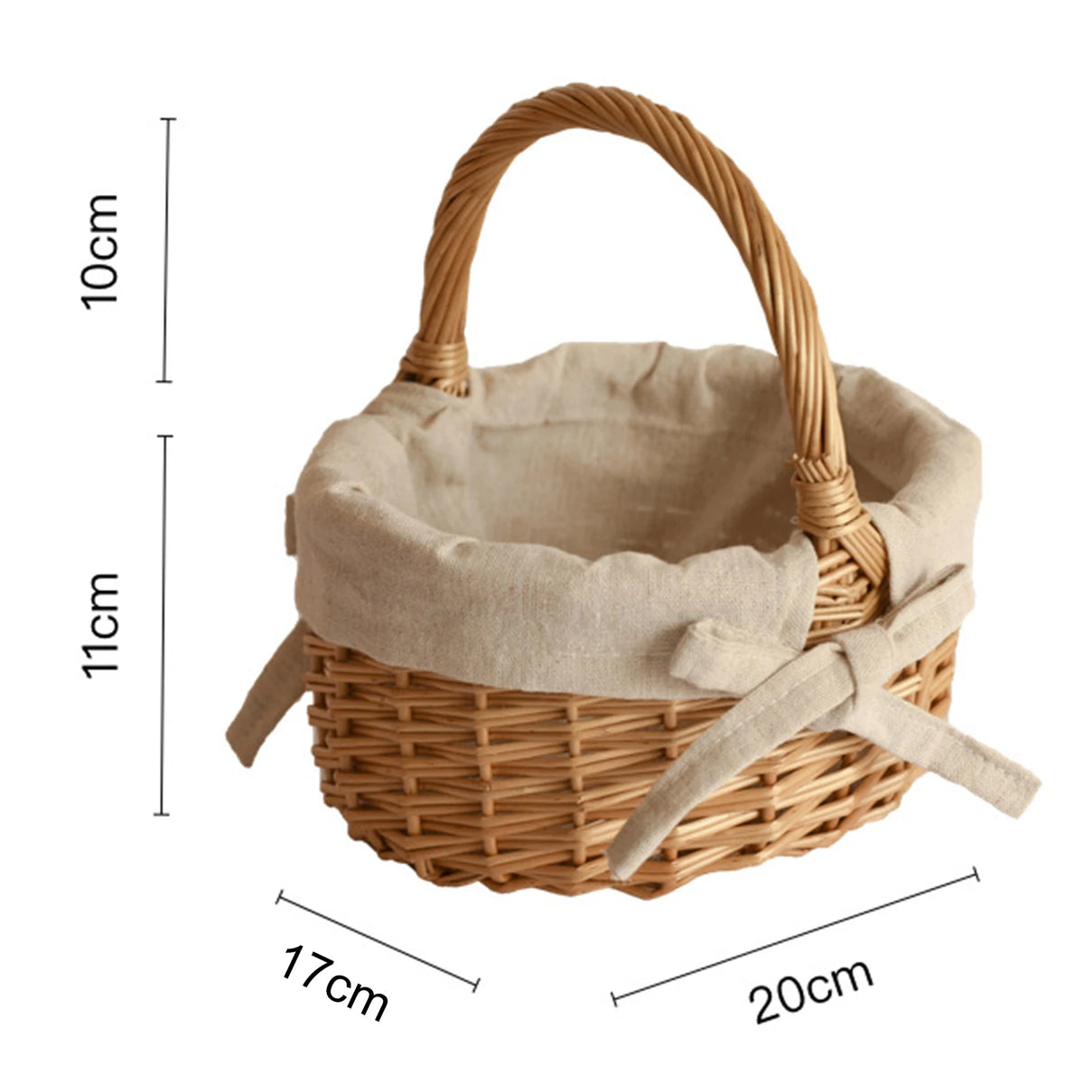 panier rotin tressé traditionnel beige clair poignée ruban blanc stockage rangement utilisation multipleDecorationFleurs