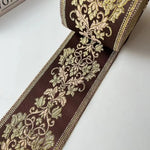 ruban brodé fleurs polyester largeur 9cm beige marron rouge vert élégant classique opaque