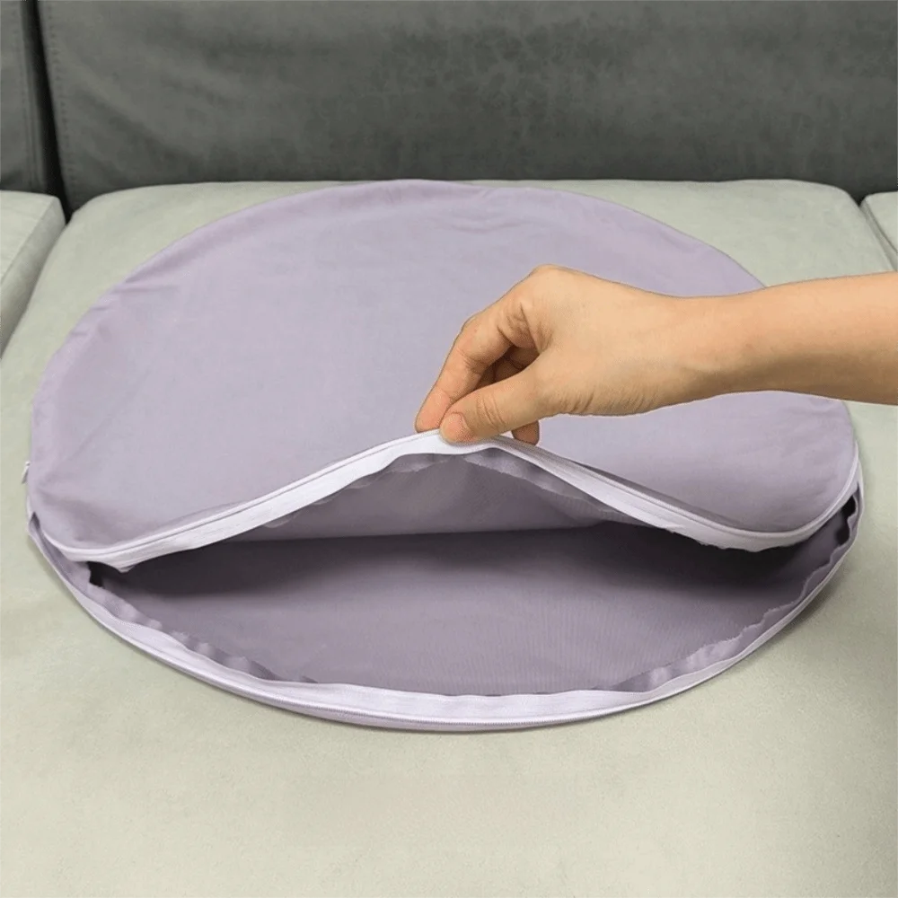 housse coussin velours 40cm ronde fermeture eclaire non toxique polyestre maison decorative confortable