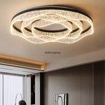 plafonnier led moderne blanc noir texture cristaux éclairage intérieur salon chambre coucher