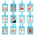 cadre photo mural moderne numéros mois bébé photos minimaliste rose doré bleu marron clair
