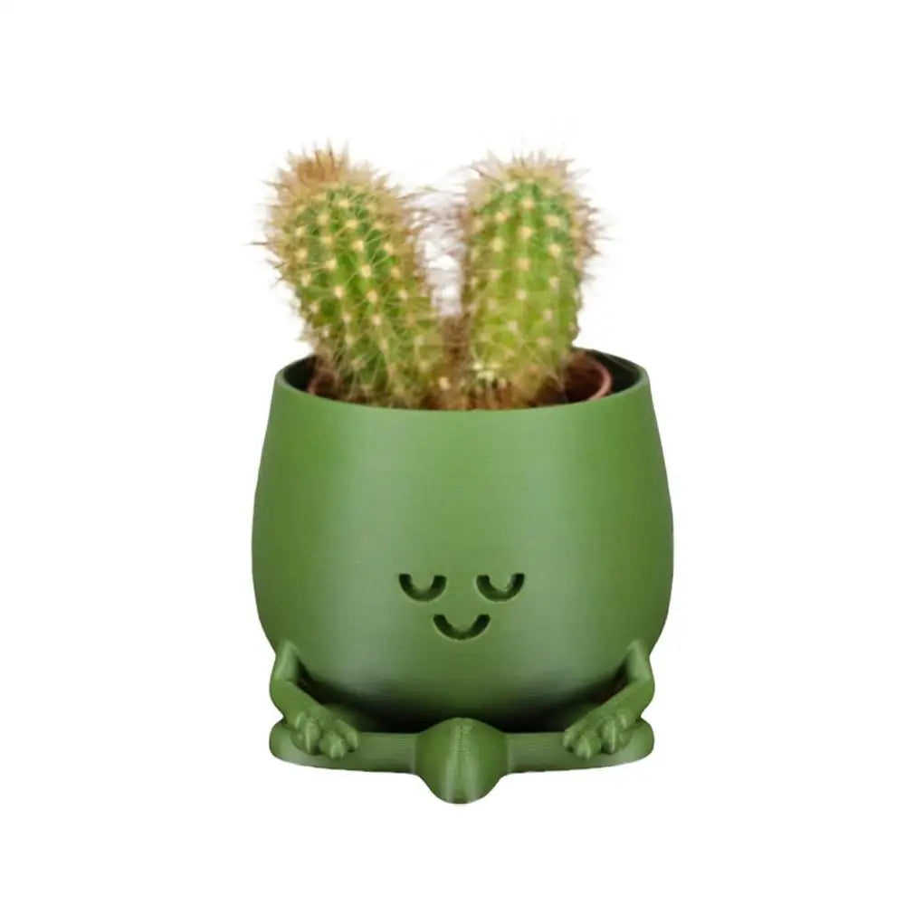 cache pot vert visage souriant créatif intérieur extérieur balcon étagère plante cactus personnalisé