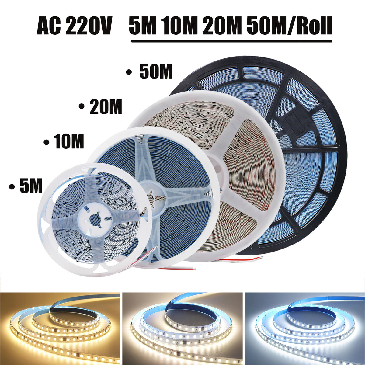 ruban led 120 leds ac 220v 3000k 4000k 6000k blanc naturel moderne adhésif
