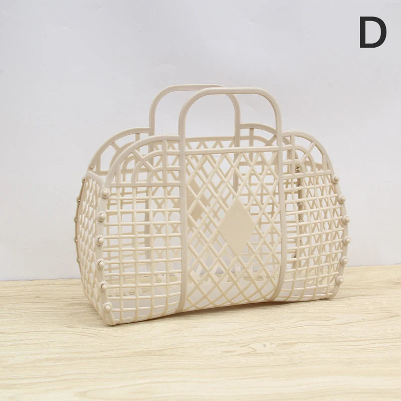 panier bain rétro rose clair bleu pastel poignées détachables vintage fileté gris clair