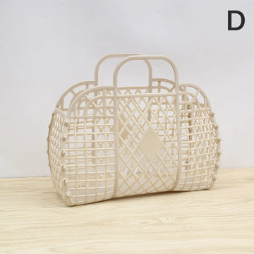 panier bain rétro rose clair bleu pastel poignées détachables vintage fileté gris clair