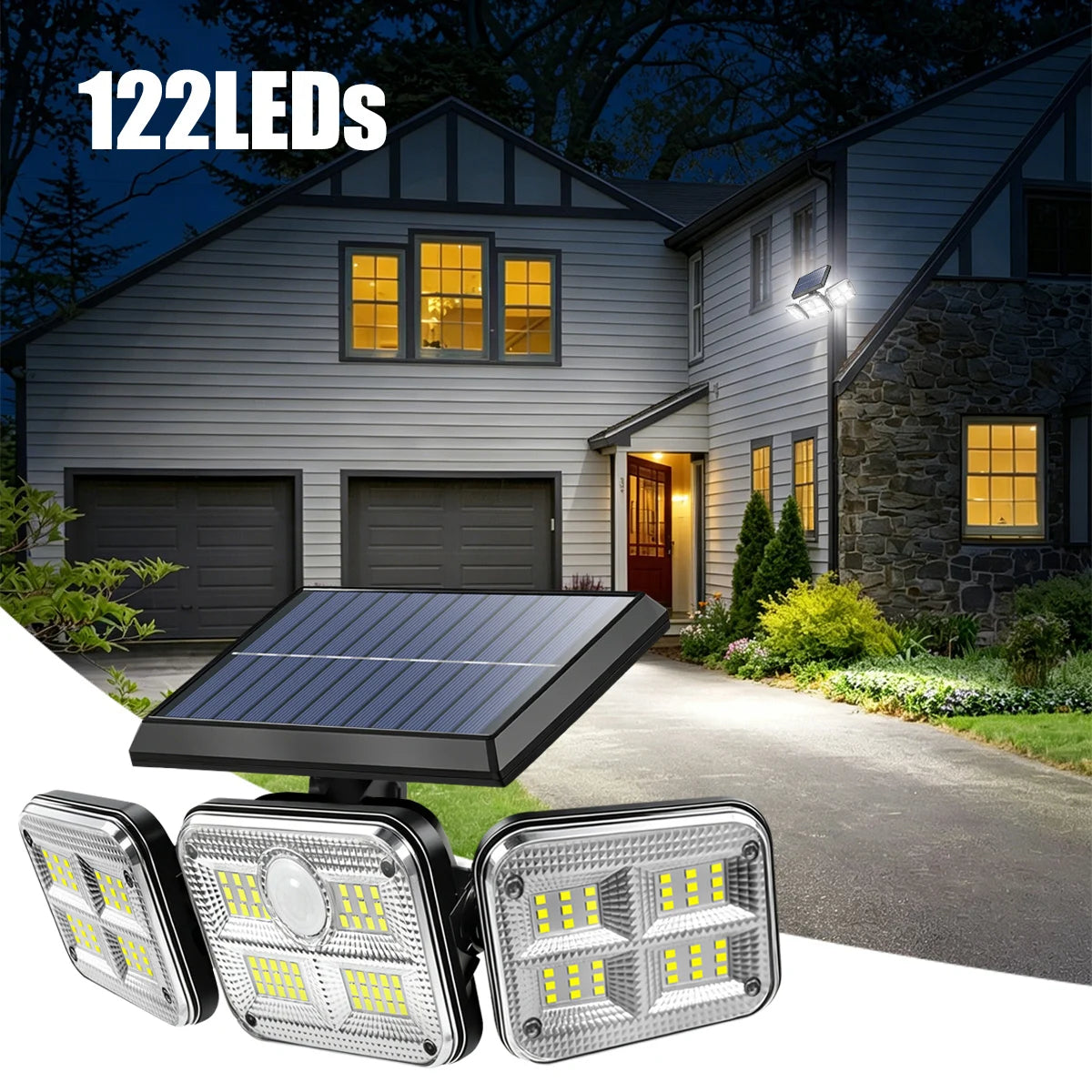 lampe solaire détecteur mouvement led réglable étanche ip65 sécurité extérieure garage jardin contemporaine abs