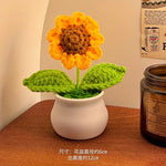fleurs artificielles tricotées tournesol soie mixte couleurs vase blanc décoration intérieure créative artisanale