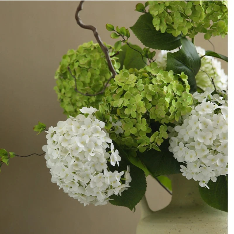 bouquet artificiel hortensias soie rose vert bleu blanc intérieur mariage décoration maison