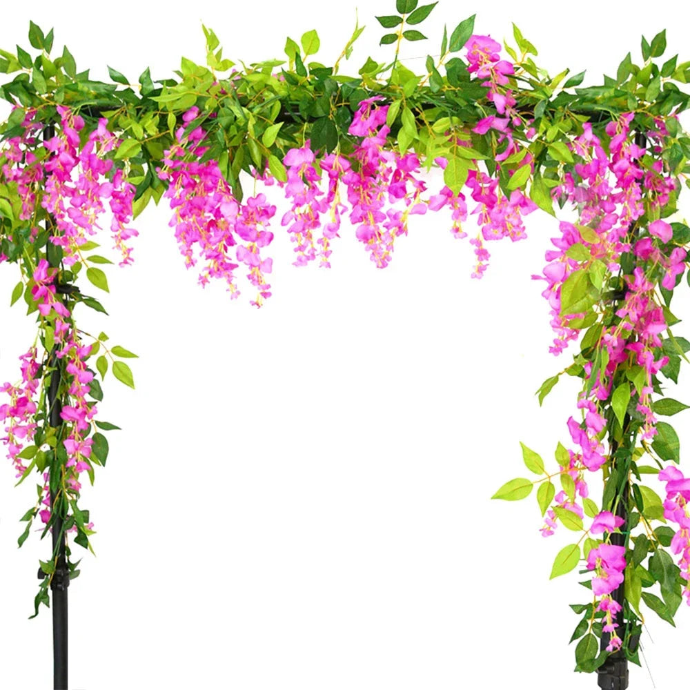 guirlande fleurs artificielles vigne glycine extérieur décoration mariage arches romantique pendantes blanc violet