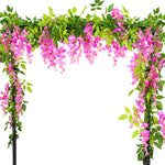 guirlande fleurs artificielles vigne glycine extérieur décoration mariage arches romantique pendantes blanc violet