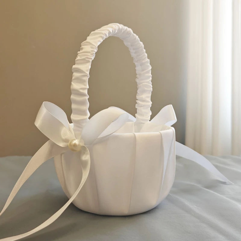 paniers mariage coussins alliances satin blanc rubans décorations mariage anniversaire noël valentin