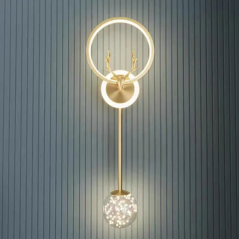 applique murale moderne or blanc antlers sphère transparente led cuisine salon chambre
