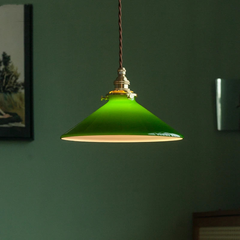 lampe suspendue vintage vert ombre matériau pierre verre 25cm ajustable 200cm autonomie e27