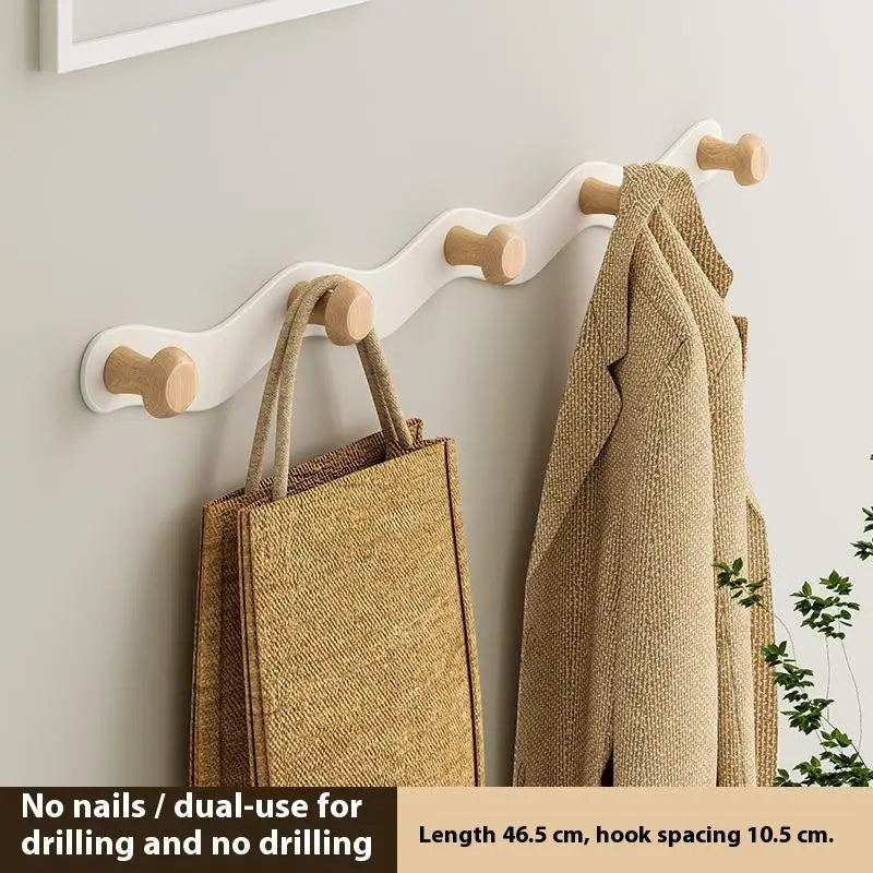 porte sacs mural blanc bois moderne adhésif crochets clous adhésifs