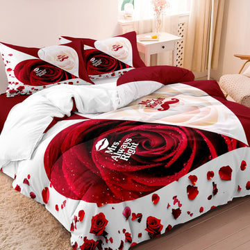 ensemble literie moderne rose blanc roses feuilles Mrs Always Right zipper caché corner ties
