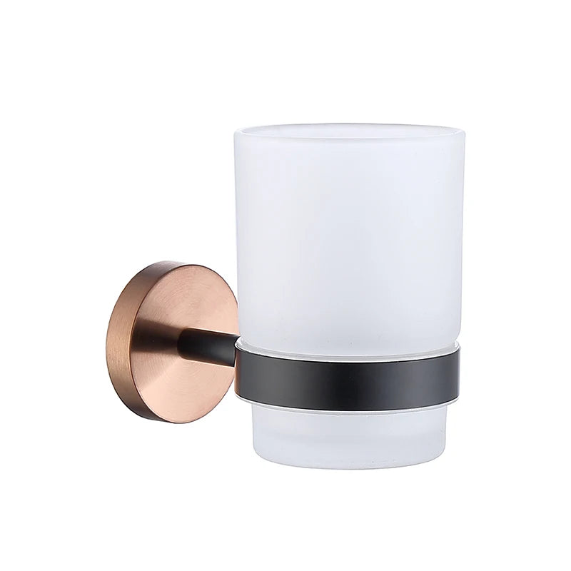 ensemble accessoires salle bain mural métal noir cuivre porte serviette savon distributeur moderne
