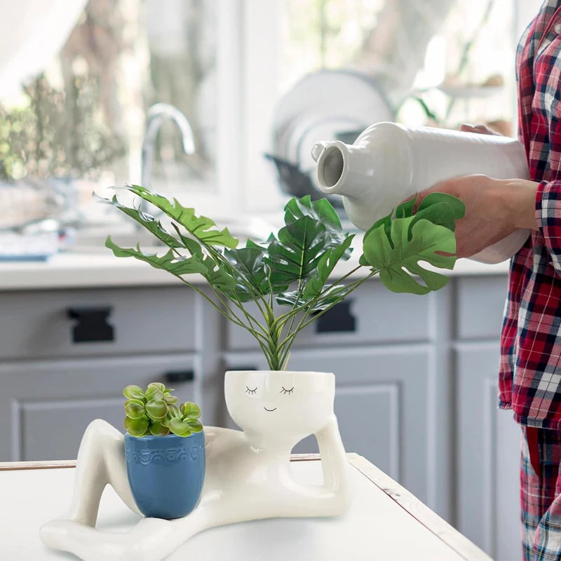 porte pots résine blanche moderne succulentes cactus plante humoristique decoration intérieure