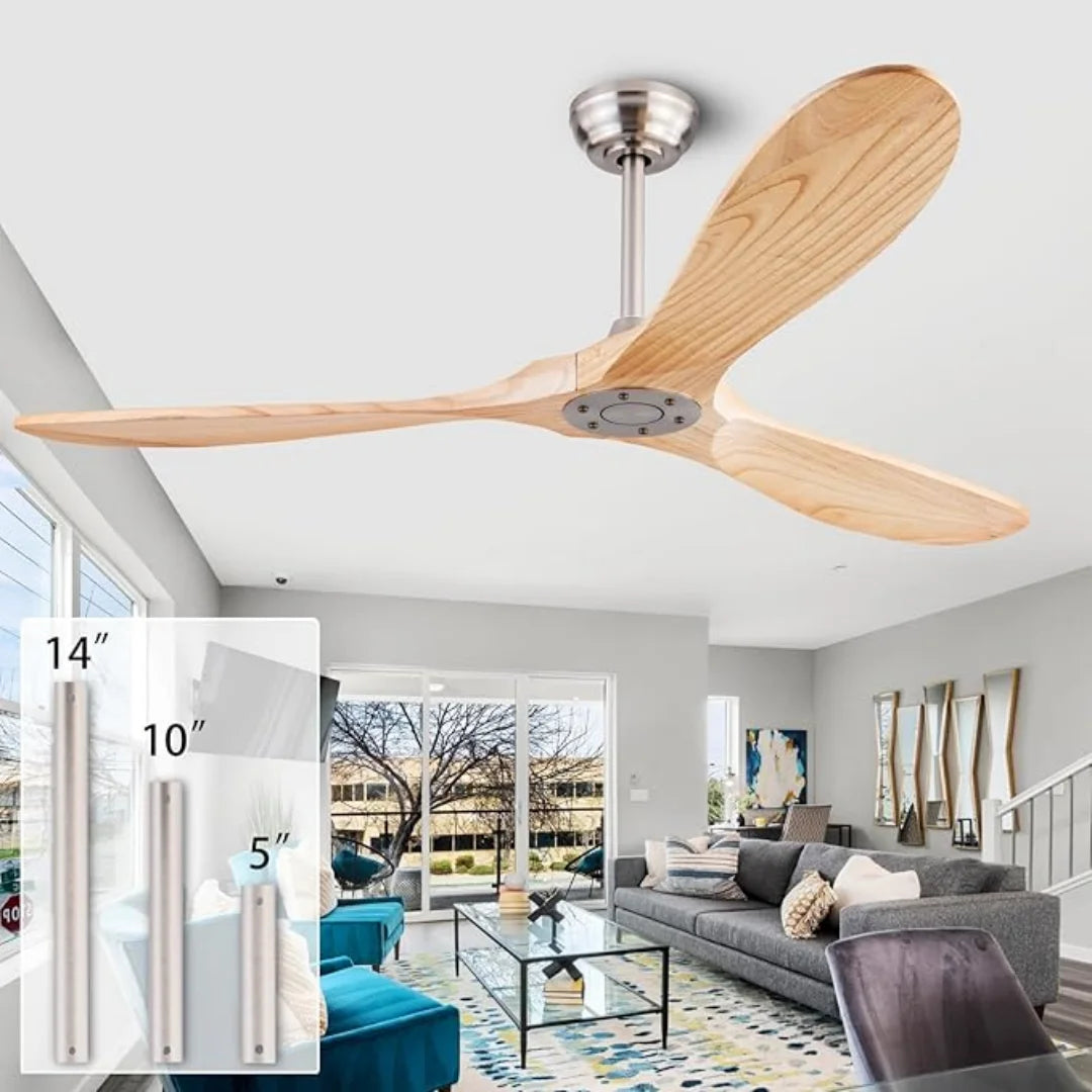 ventilateur moderne 52 pouces bois lampe intégrée télécommande led certifications ul ccc
