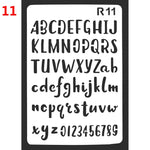 gabarits lettres gothiques adhésifs peinture murale stencil alphabet wall painting embossing opaque deco album