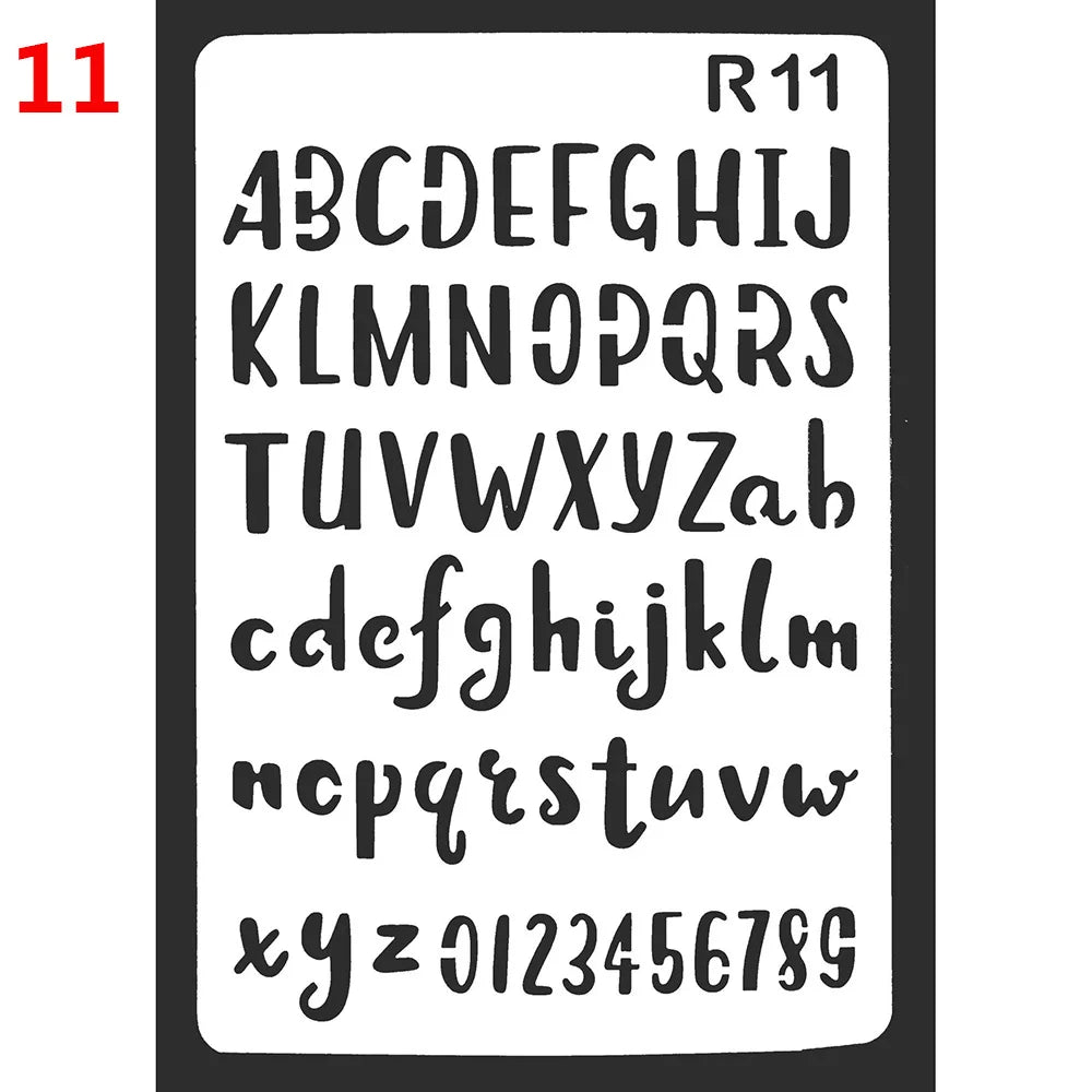 gabarits lettres gothiques adhésifs peinture murale stencil alphabet wall painting embossing opaque deco album