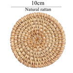 coasters tissés raphia naturel rustique ensemble six accessoires cuisine thé