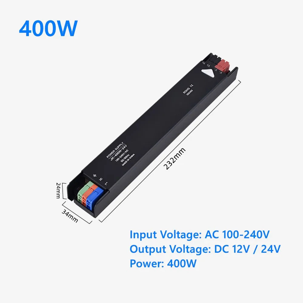 alimentation led 12v 24v 60w 100w 200w 300w 400w noir transformateur d'éclairage safe moderne