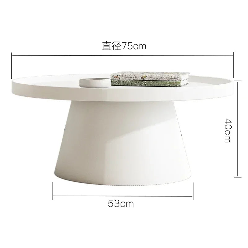 table basse moderne minimaliste ronde fer noir blanc salon maison
