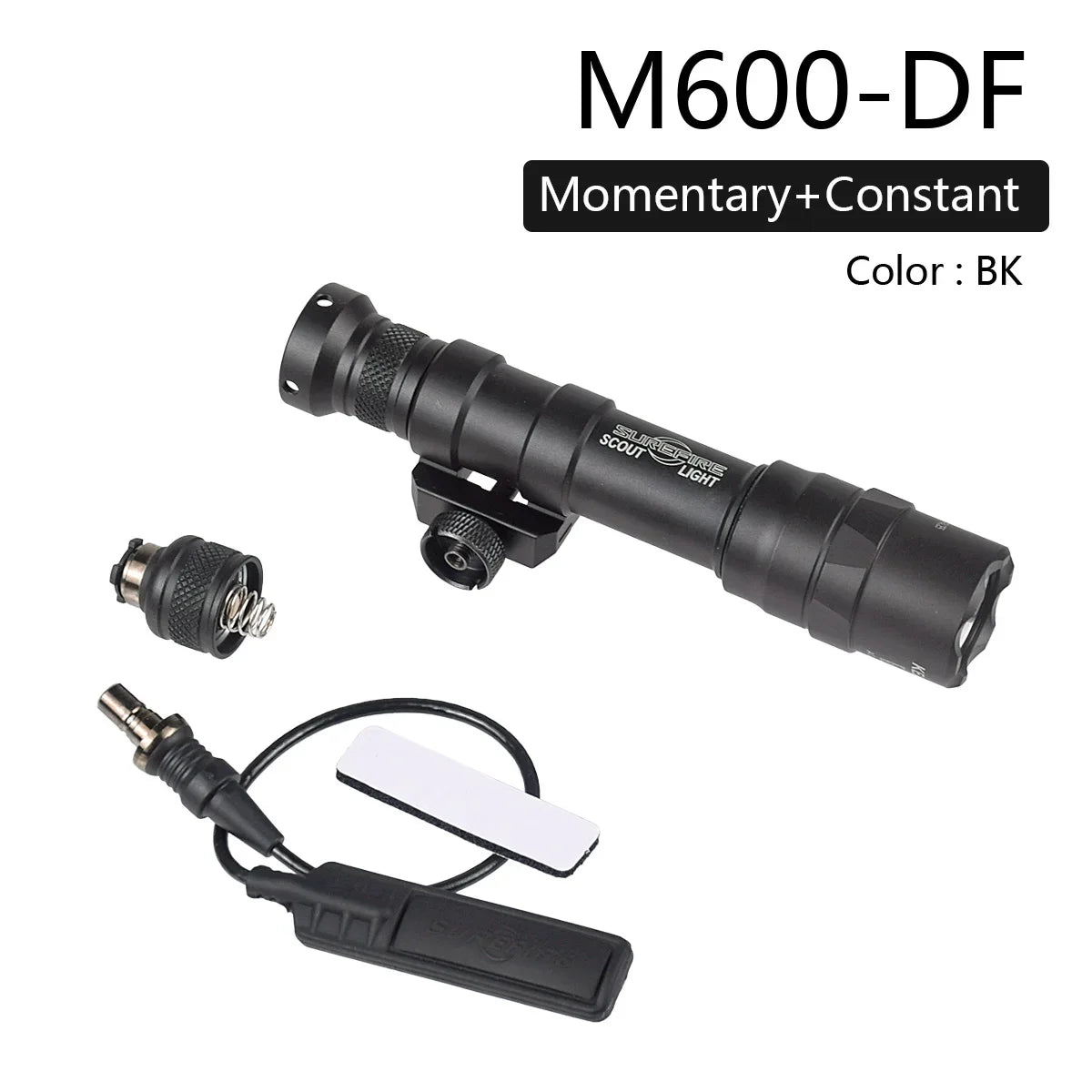 lampe torche tactique led noir texturée clip picatinny rechargeable chasse airsoft moderne