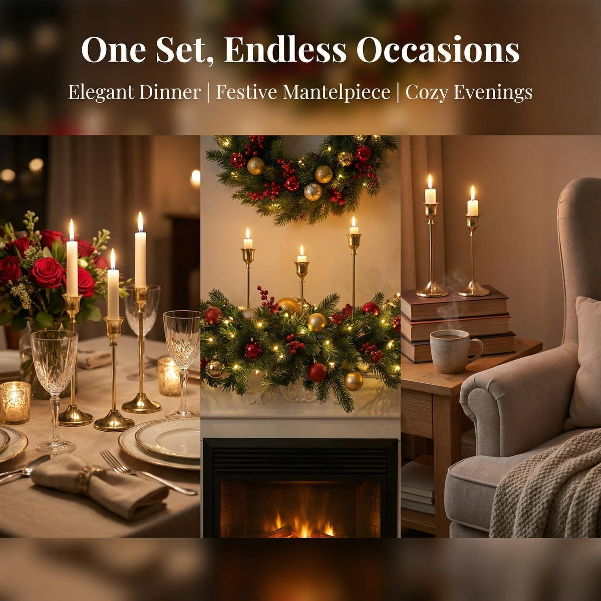décoration intérieure moderne bougeoirs dorés support bougie ensemble 6pcs 48pcs chandelles blanches maison