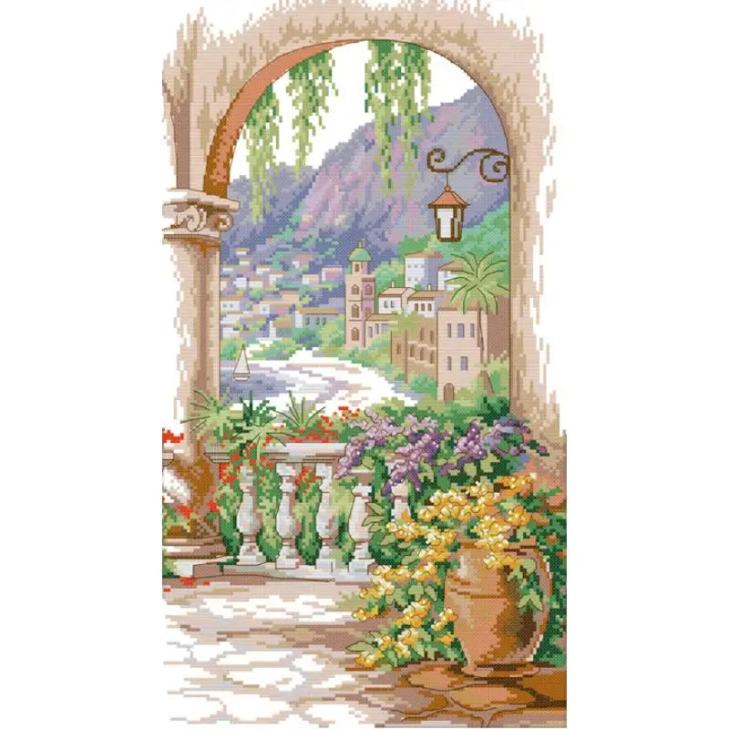 toile broderie floral paysagère multicolore traditionnelle accessoires intérieurs coton broderie DIY