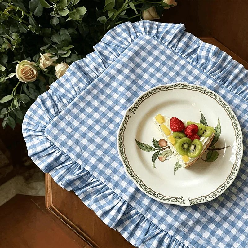 serviettes table bleu clair blanc carreaux classiques résistants chaleur réutilisables 40x40cm 12 pièces