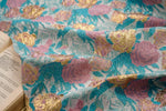 tissu brocart floral rose feuillage semi transparent polyester decoratif élégant jupe sac main