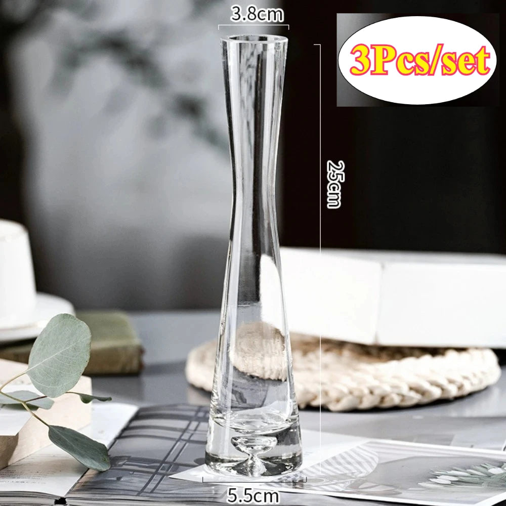vases modernes transparents simples maison mariage 3pcs grande moyenne petite