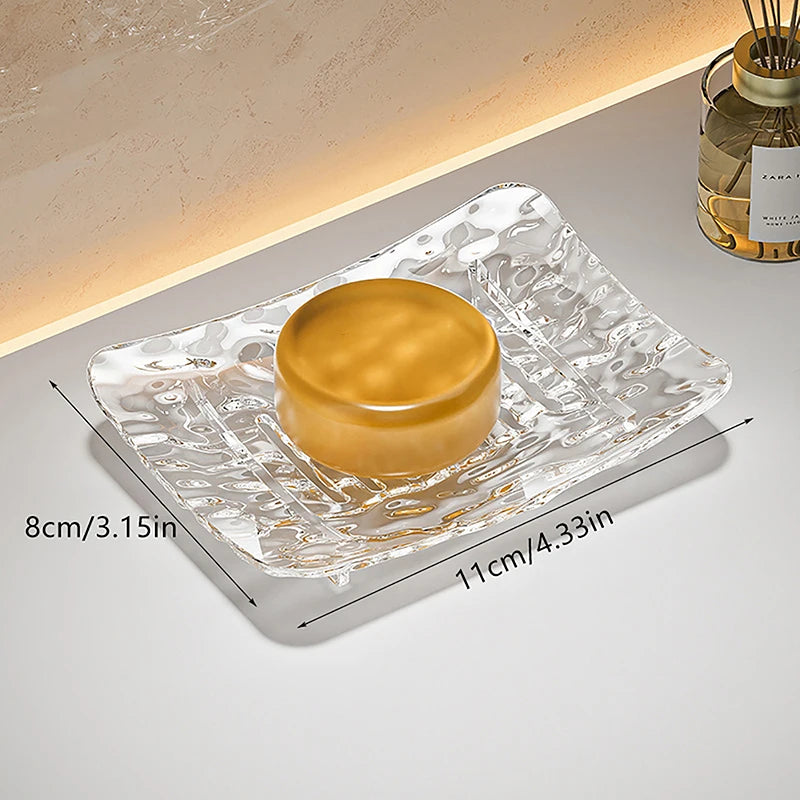 plateau savon transparent moderne texturé support rangement savon sans fixation